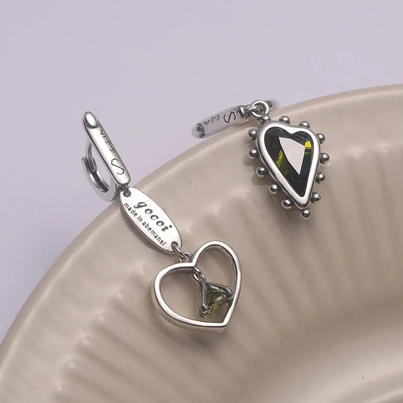 Allergy-Free Silver Earrings Love Heart Zircon Jewelry