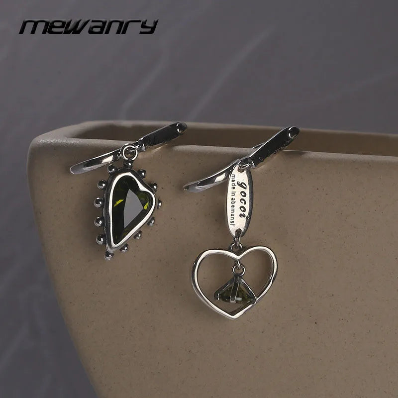 Allergy-Free Silver Earrings Love Heart Zircon Jewelry