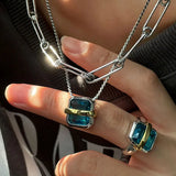 Silver Zircon Necklace Geometric Minimalist Christmas Jewelry