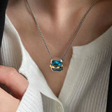 Silver Zircon Necklace Geometric Minimalist Christmas Jewelry