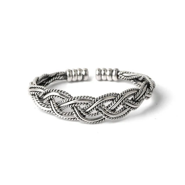 Silver Bracelets Vintage Couple Hollow Twist Bangles Party Jewelry Birthday Gift