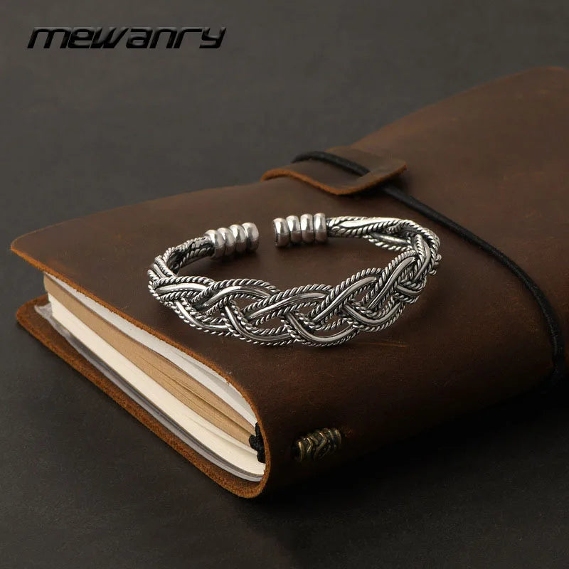 Silver Bracelets Vintage Couple Hollow Twist Bangles Party Jewelry Birthday Gift
