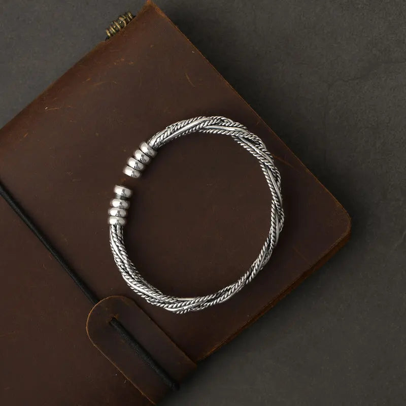 Silver Bracelets Vintage Couple Hollow Twist Bangles Party Jewelry Birthday Gift