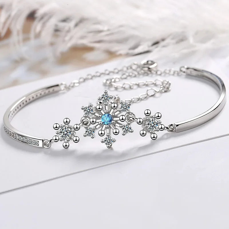 Snowflake Zircon Bracelets for Women Sparkling Party Accessory