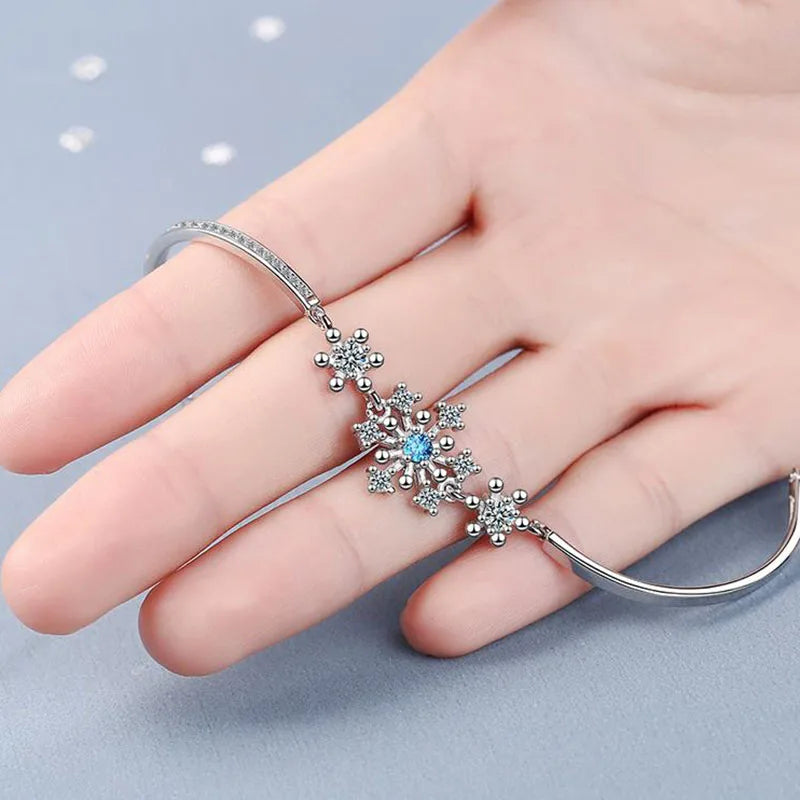 Snowflake Zircon Bracelets for Women Sparkling Party Accessory