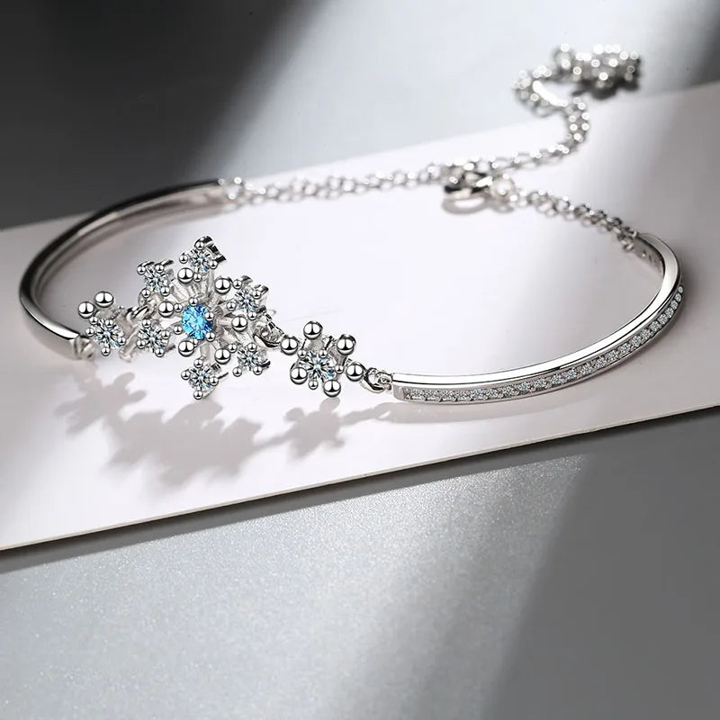 Snowflake Zircon Bracelets for Women Sparkling Party Accessory