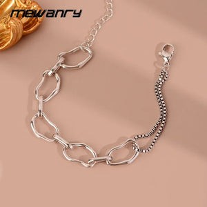 Silver Chain Geometry Bracelet Irregular Creative Birthday Jewelry Gift