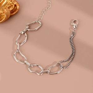 Silver Chain Geometry Bracelet Irregular Creative Birthday Jewelry Gift