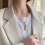 Silver Rabbit Necklace for Women Funny Christmas Jewelry