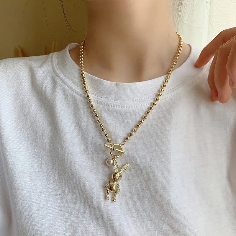 Silver Rabbit Necklace for Women Funny Christmas Jewelry