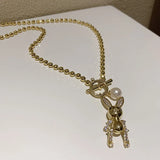 Silver Rabbit Necklace for Women Funny Christmas Jewelry