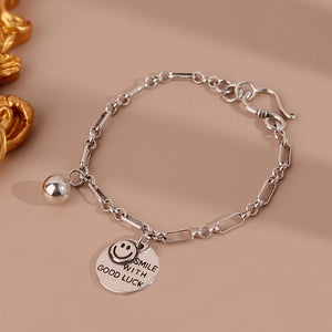 Silver Smiley Ball Bracelet for Women Creative INS Personality Birthday Jewelry