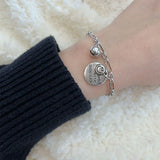 Silver Smiley Ball Bracelet for Women Creative INS Personality Birthday Jewelry