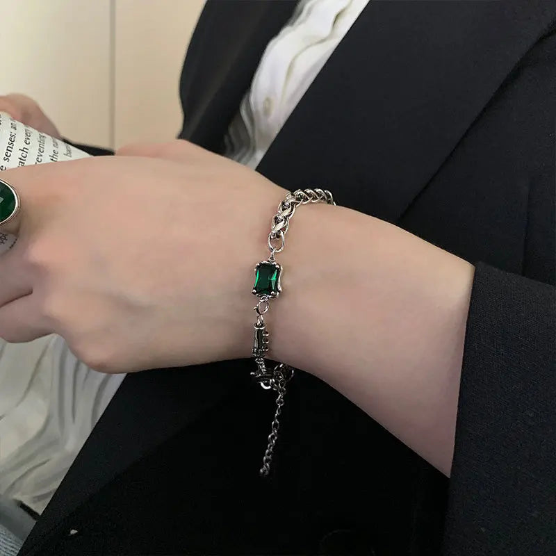 Vintage Green Zircon Party Bracelet for Women