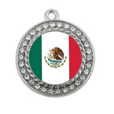 Mexican Flag Square Charm Antique Silver Plated Jewelry