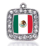 Mexican Flag Square Charm Antique Silver Plated Jewelry