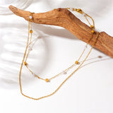 316 Stainless Steel Freshwater Pearl Square Necklace For Women