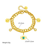 Vintage Eyes Flower Pendant Charm Bracelet 316 Stainless Steel
