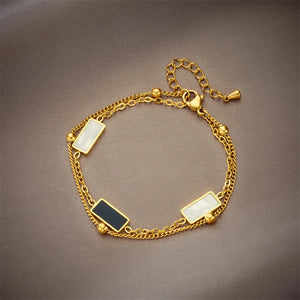 316 Stainless Steel Geometry Double Layer Chain Bracelet For Women