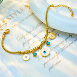 316 Stainless Steel Round Eyes Pendant Bracelet Women Jewelry Gift