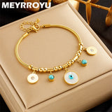 316 Stainless Steel Round Eyes Pendant Bracelet Women Jewelry Gift