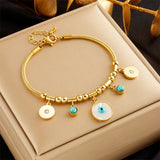 316 Stainless Steel Round Eyes Pendant Bracelet Women Jewelry Gift