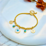 316 Stainless Steel Round Eyes Pendant Bracelet Women Jewelry Gift