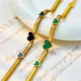 316 Stainless Steel Bracelet Green Heart Pendant For Women