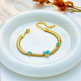316 Stainless Steel Bracelet Green Heart Pendant For Women