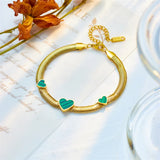 316 Stainless Steel Bracelet Green Heart Pendant For Women