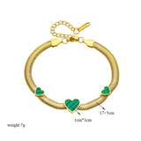 316 Stainless Steel Bracelet Green Heart Pendant For Women