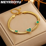 316 Stainless Steel Bracelet Green Heart Pendant For Women