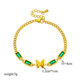 316 SS Bracelet Butterfly Green Zircon Pendant For Women Jewelry