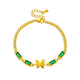 316 SS Bracelet Butterfly Green Zircon Pendant For Women Jewelry