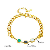 316 Stainless Steel Bracelet Green Square Pendant Women Jewelry