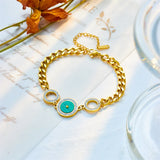 316 SS Bracelet Green Circle Pendant Women Jewelry Birthday Bijoux