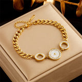 316 SS Bracelet Green Circle Pendant Women Jewelry Birthday Bijoux