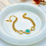316 SS Bracelet Green Circle Pendant Women Jewelry Birthday Bijoux