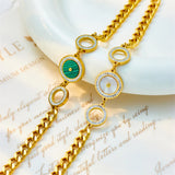 316 SS Bracelet Green Circle Pendant Women Jewelry Birthday Bijoux