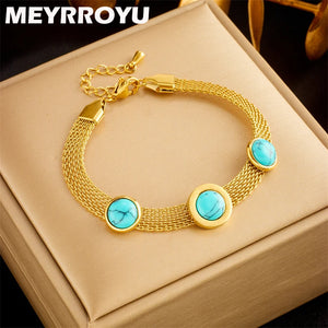 316 SS Blue Zircon Pendant Bracelet for Women