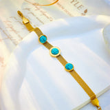 316 SS Blue Zircon Pendant Bracelet for Women