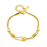 316 Stainless Steel Double Chain Bracelet Geometric Pendant For Women