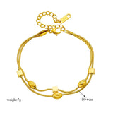 316 Stainless Steel Double Chain Bracelet Geometric Pendant For Women