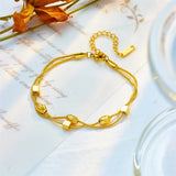 316 Stainless Steel Double Chain Bracelet Geometric Pendant For Women