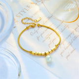 316 Stainless Steel Pearl Pendant Bracelet for Women - Jewelry