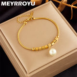 316 Stainless Steel Pearl Pendant Bracelet for Women - Jewelry