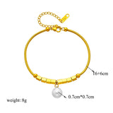 316 Stainless Steel Pearl Pendant Bracelet for Women - Jewelry