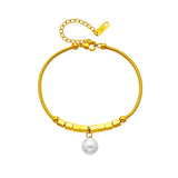 316 Stainless Steel Pearl Pendant Bracelet for Women - Jewelry