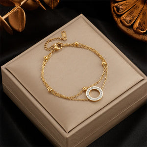 316 Stainless Steel Women's Charm Bracelet Double Layer Pendant Jewelry
