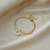 316 Stainless Steel Women's Charm Bracelet Double Layer Pendant Jewelry